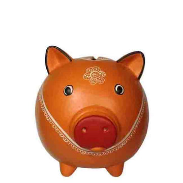 Ceramic Pig Bank - Orange