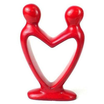 Handcrafted Soapstone Lover's Heart Sculpture - Red