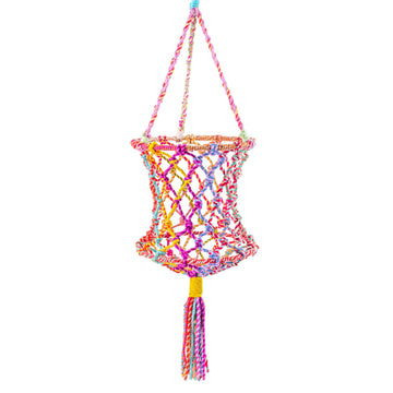 Macrame Hanging Fruit Basket - Upcycled Sari