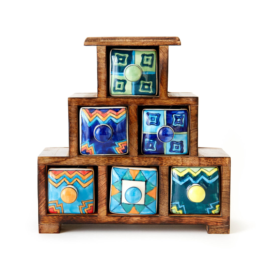 Pyramid Tabletop Storage Cabinet - Whimsical Multicolor