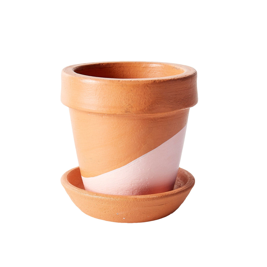 Terracotta Dip Painted Planter - Small - Pink