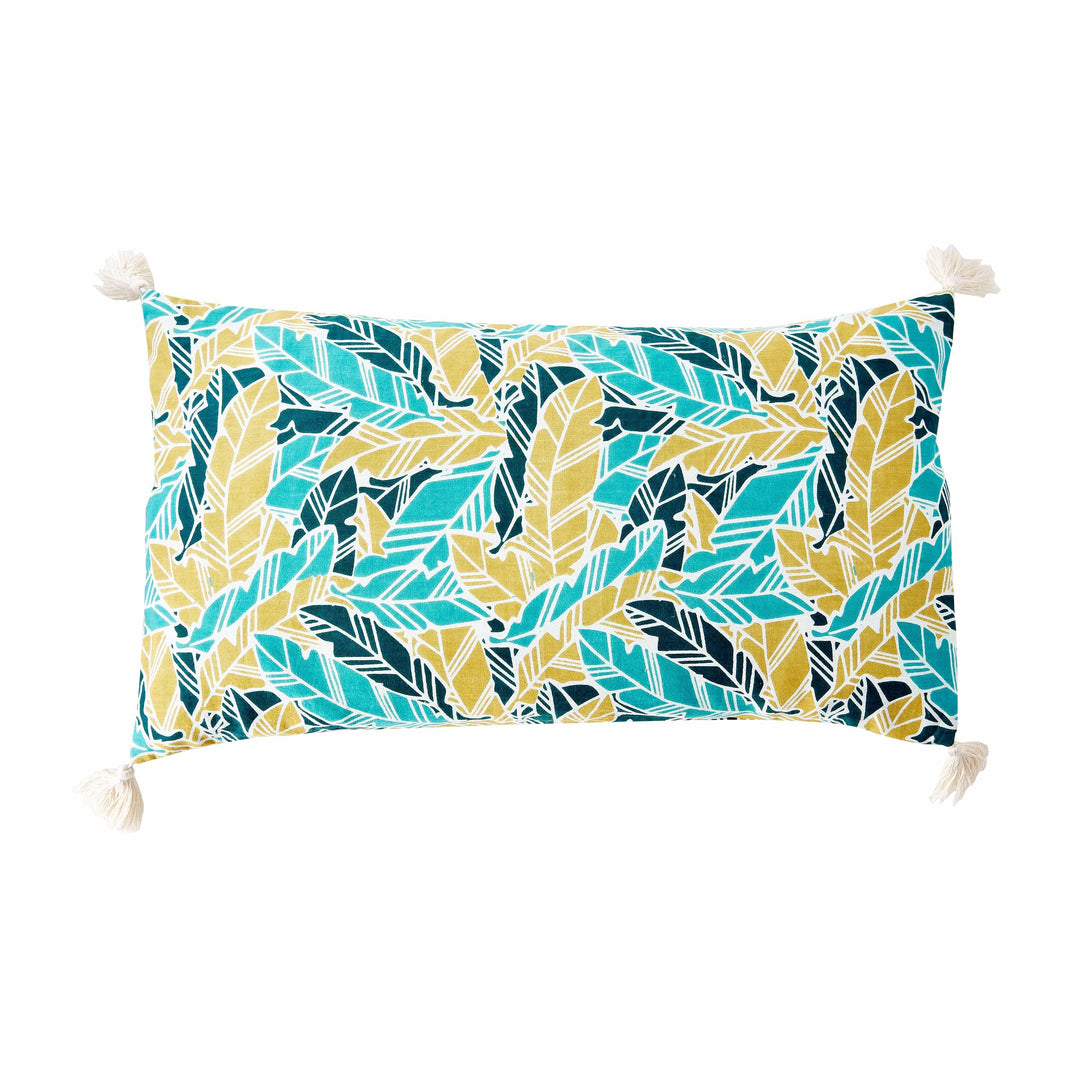 Long Rectangle Pillow Cover- Multi Banana Leaf