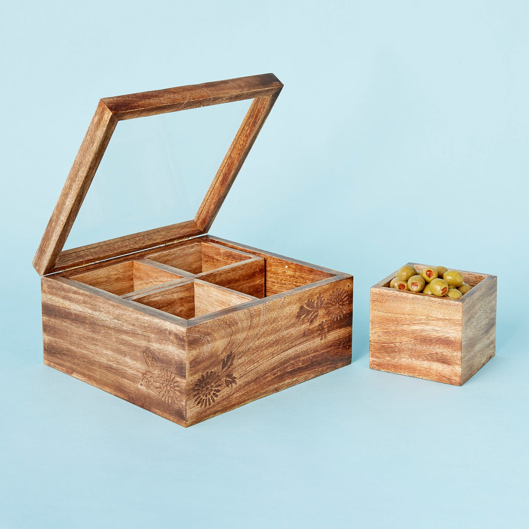 Wood Carved Garnish Bar Caddy