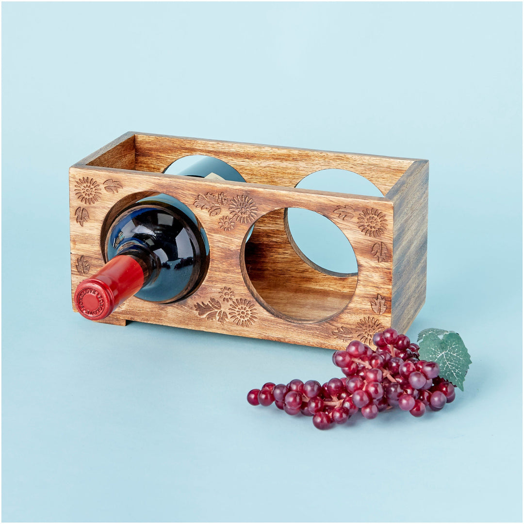 Wood Carved Stackable Wine Rack