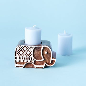 Wood Carved Air Plant Holder/Tea Light Holder - Elephant