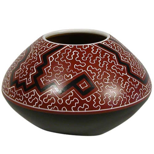 Shipibo Round Pot with Tapered Top