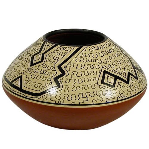 Shipibo Round Pot with Tapered Top