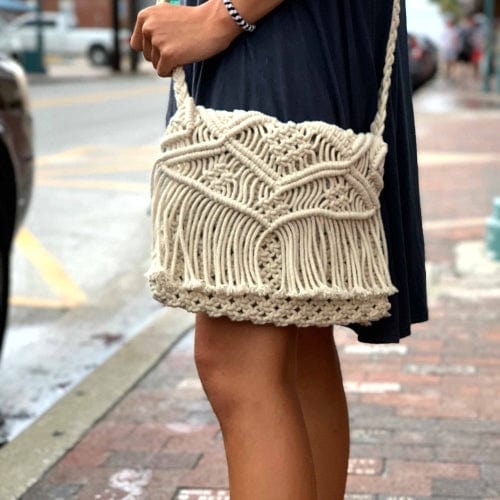 Macrame Shoulder Bag - Cream