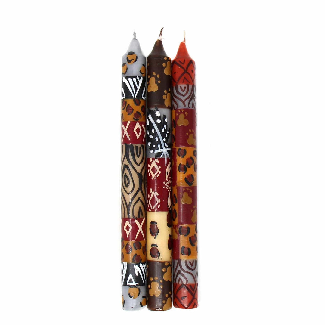 Tall Hand-Painted Candles - Uzima Set of 3