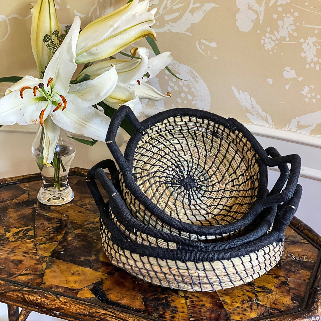 Nested Baskets Blue Accents - Set of 3