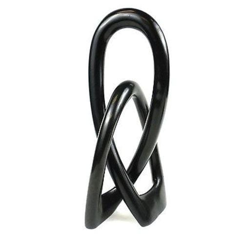 Soapstone Eternal Love Knot Sculpture - 10 inch - Black