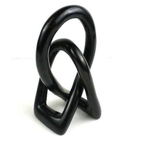 Soapstone Eternal Love Knot Sculpture - 6 inch - Black