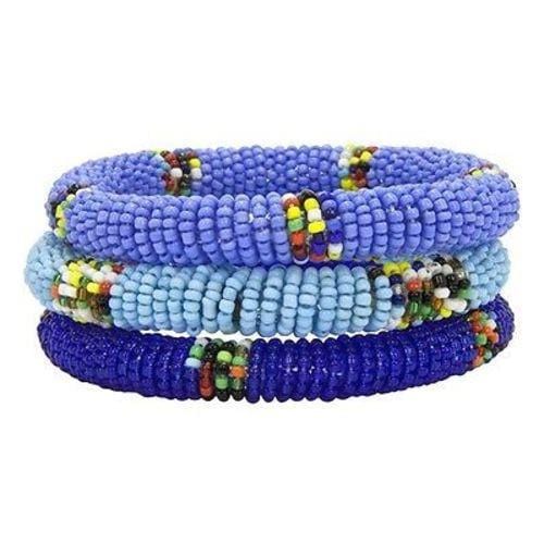 Maasai Bead Bangles - Set of 3 - Blues