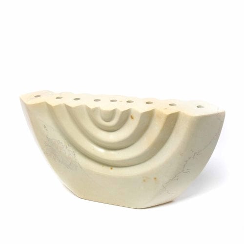 Soapstone Menorah - Natural Stone