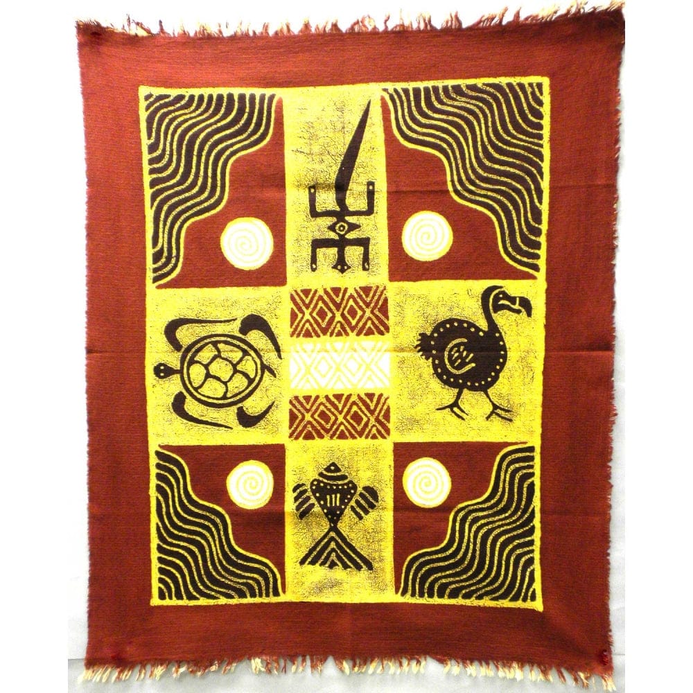 Four Creatures Batik - Red/Maroon
