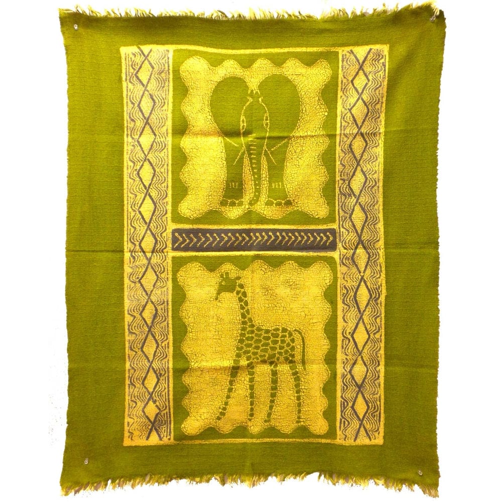 Elephant Giraffe Batik - Lime/Periwinkle