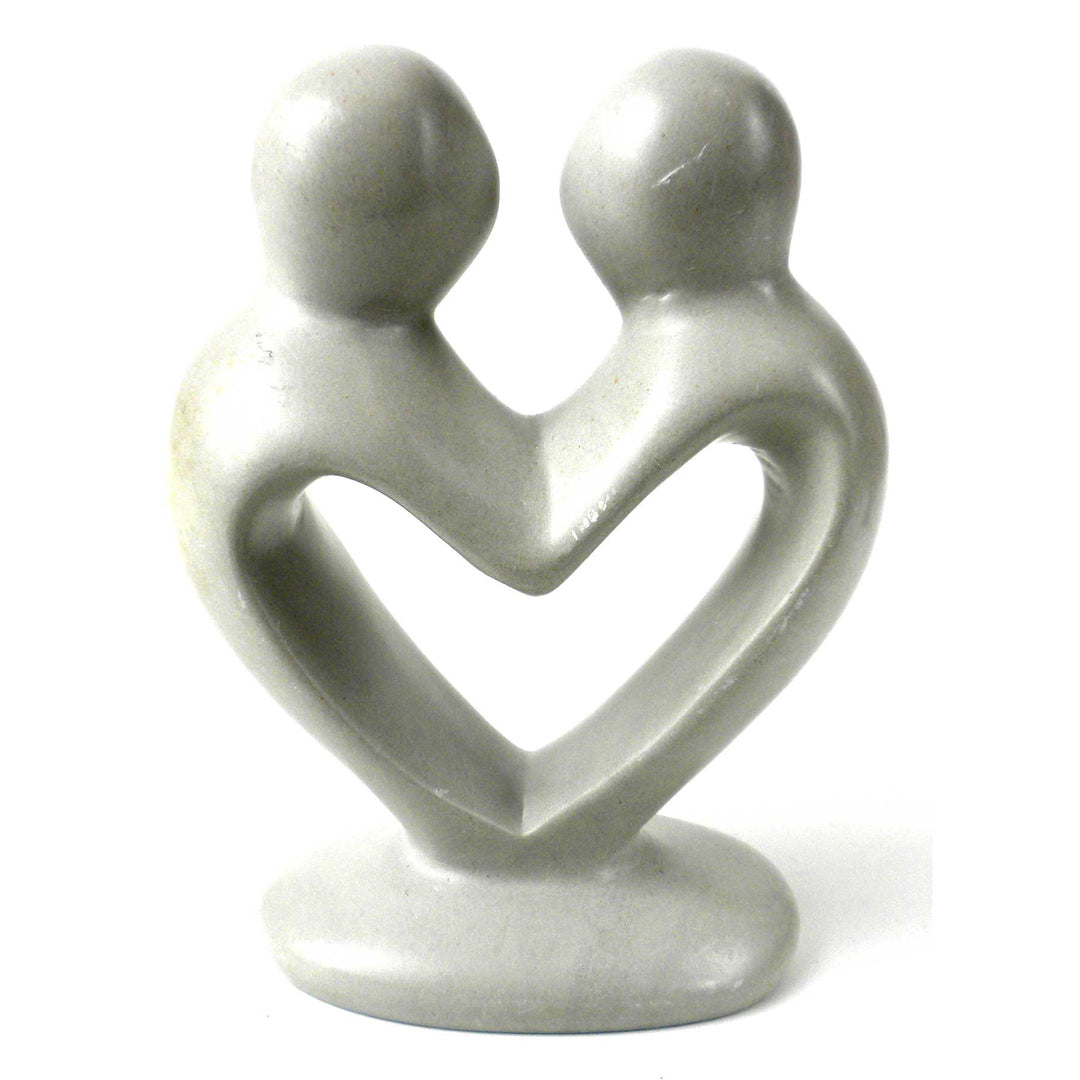 Soapstone Lover's Heart Sculpture - 4 inch - Natural