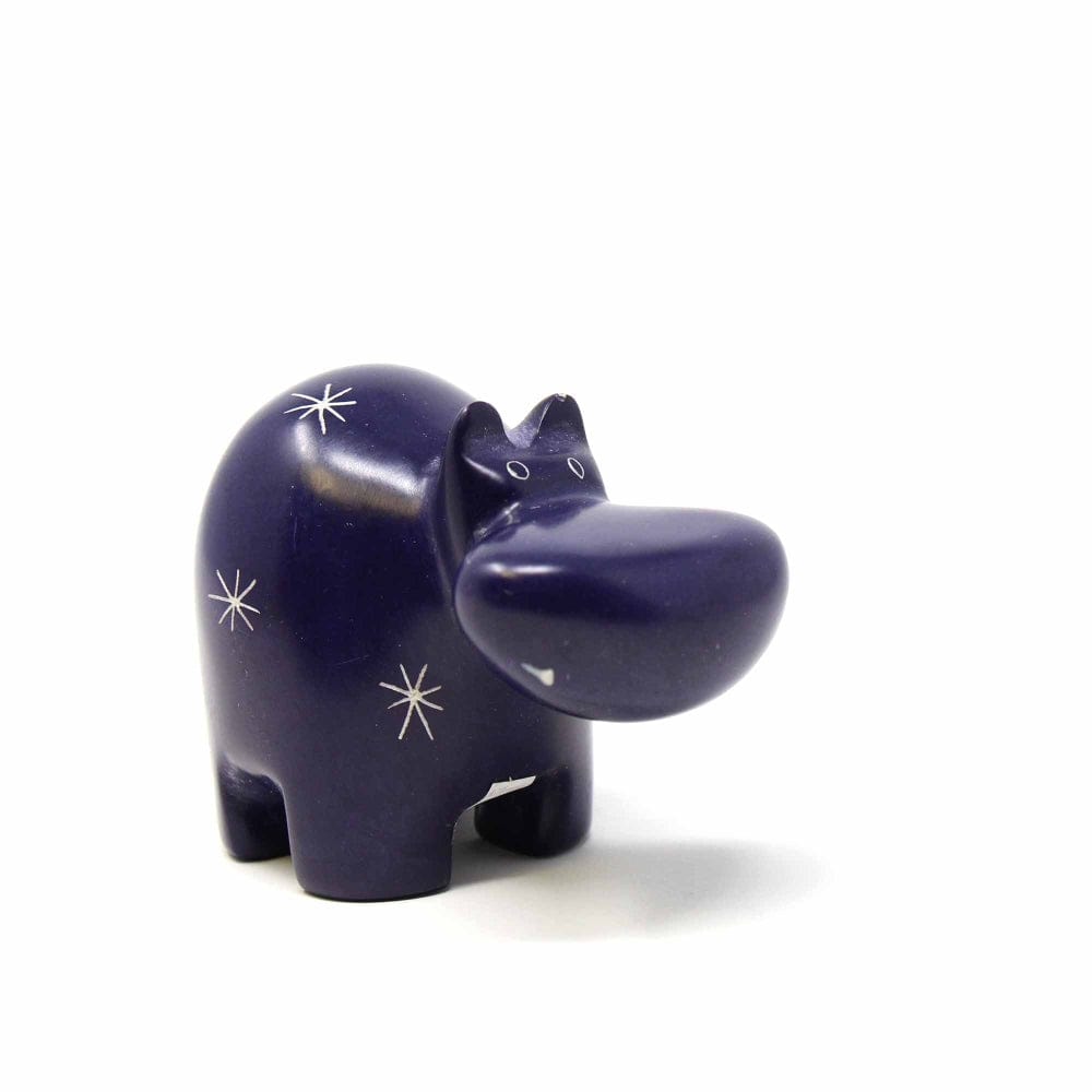 Soapstone Hippo - Large - Dark Purple