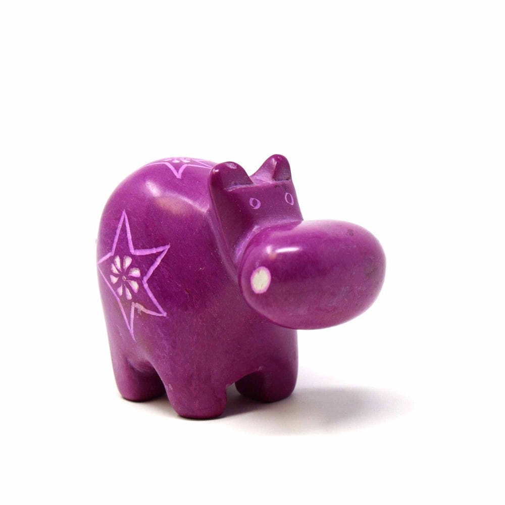 Soapstone Hippo - Large - Fuchsia