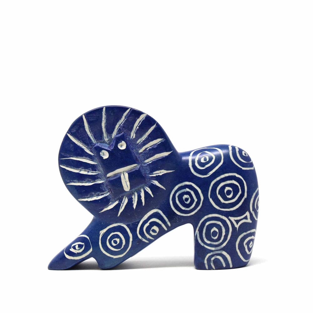 Soapstone Lion - Dark Blue