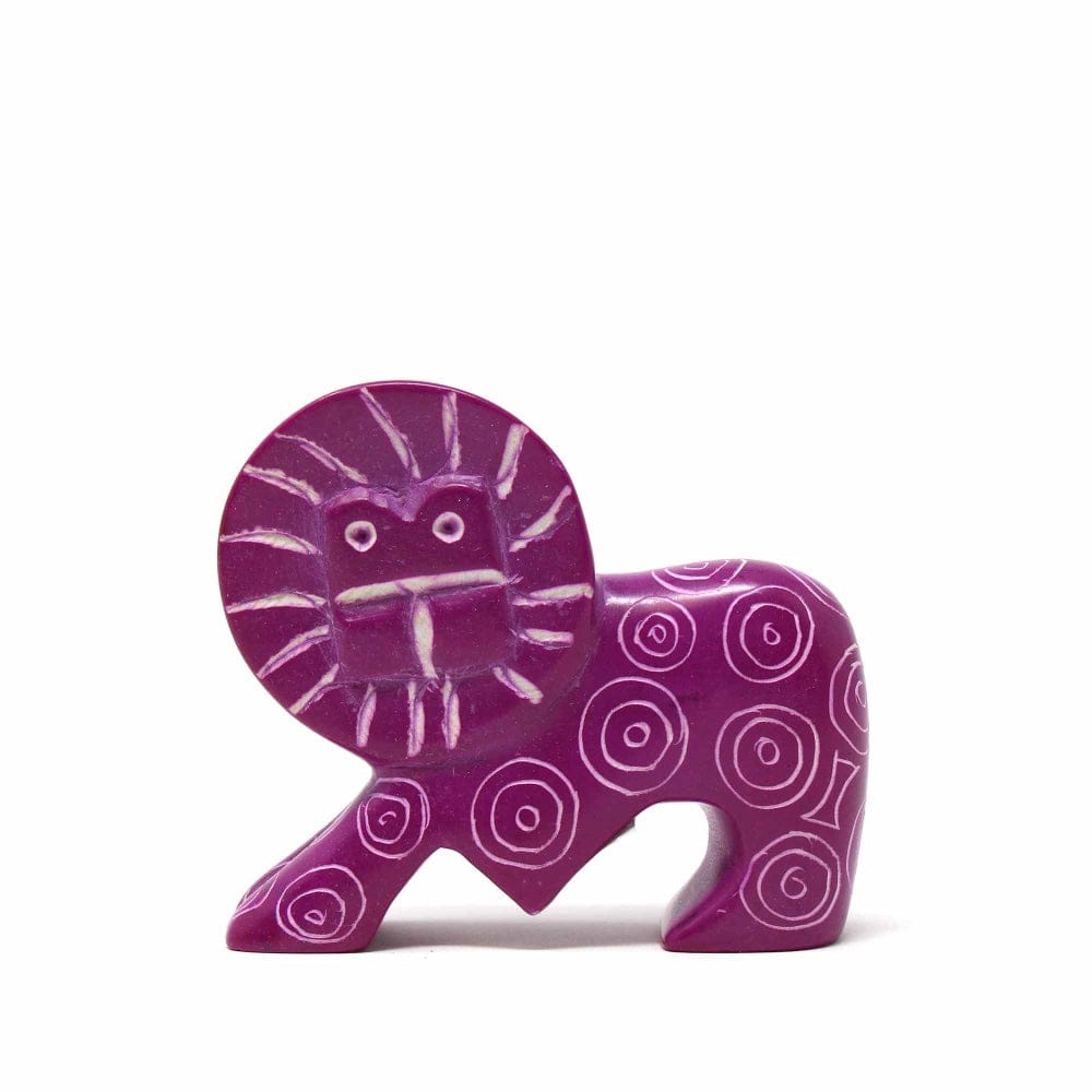 Soapstone Lion - Fuchsia