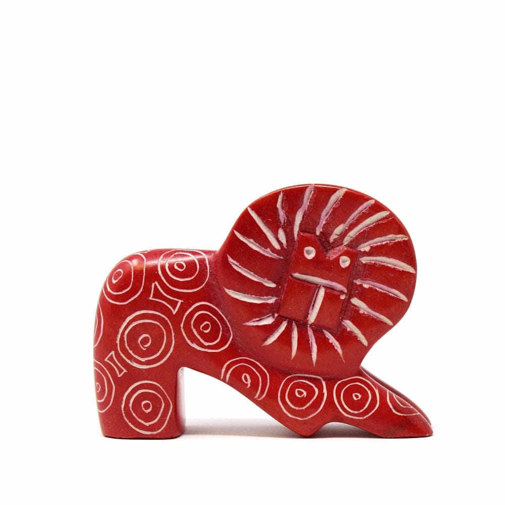 Soapstone Lion - Red