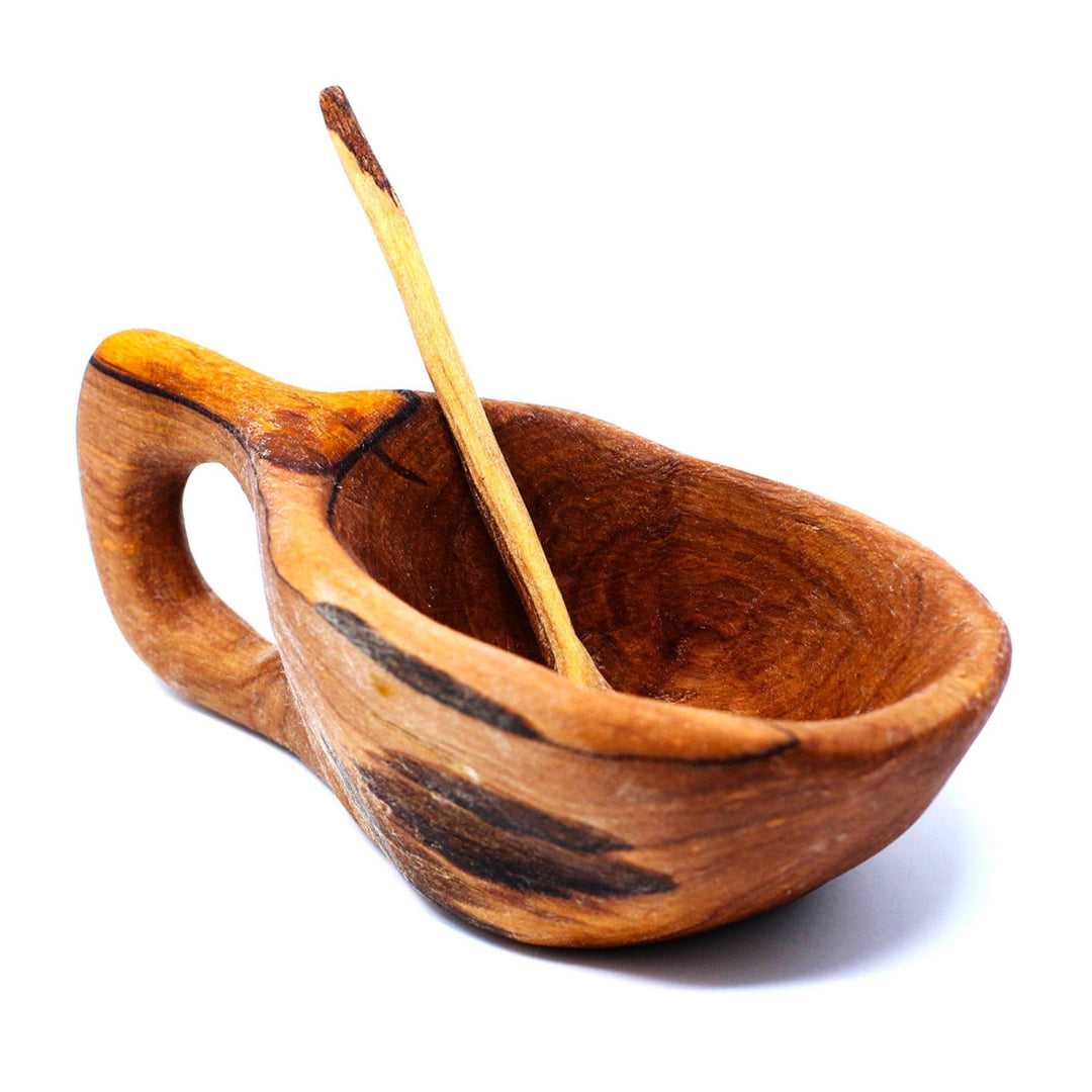 Reclaimed Olive Wood Salt Pot with Handle