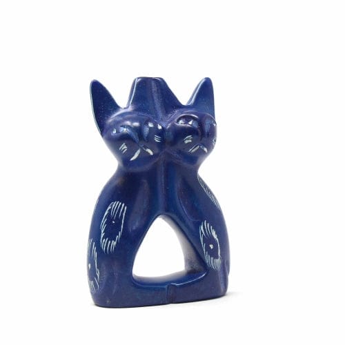 Soapstone Twin Cat - Dark Blue