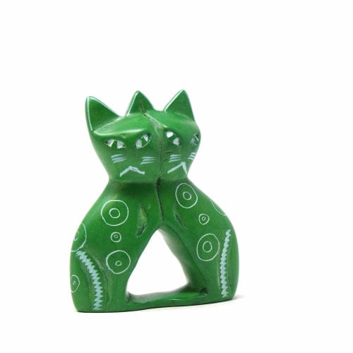 Soapstone Twin Cat - Green