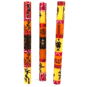 Tall Hand-Painted Candles - Damisi Set of 3