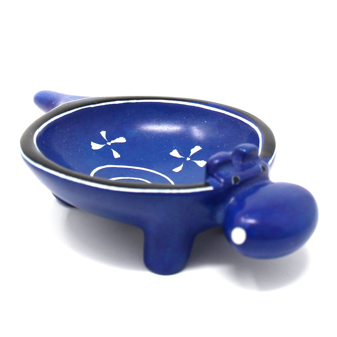 Soapstone Hippo Bowl - Dark Blue