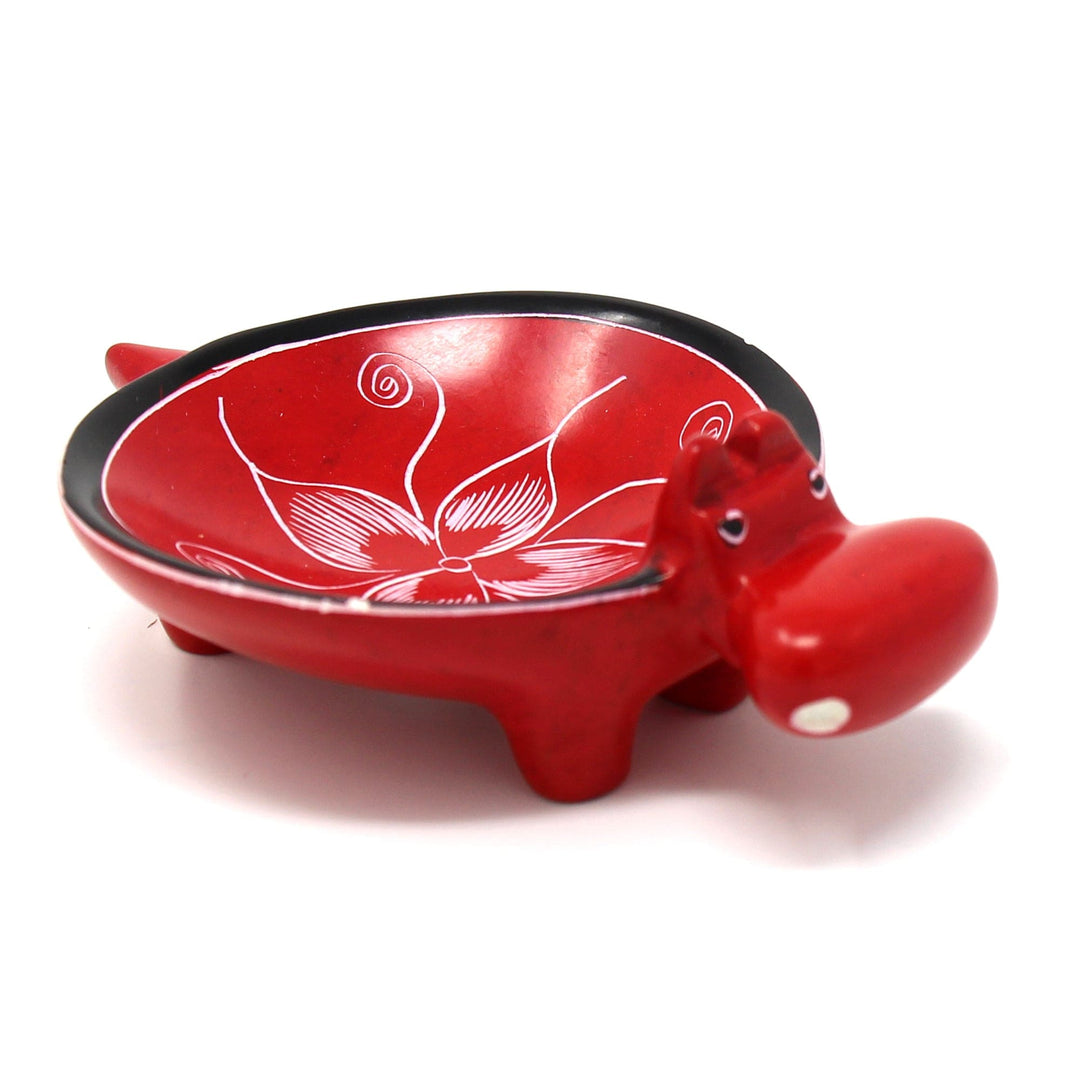 Soapstone Hippo Bowl - Red