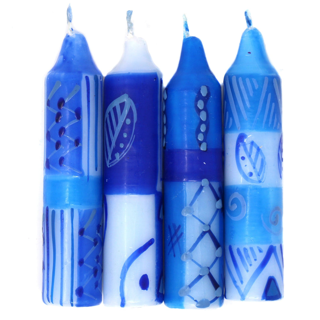 Handpainted Dinner or Shabbat Candles - Feruzi Design - Set of 4