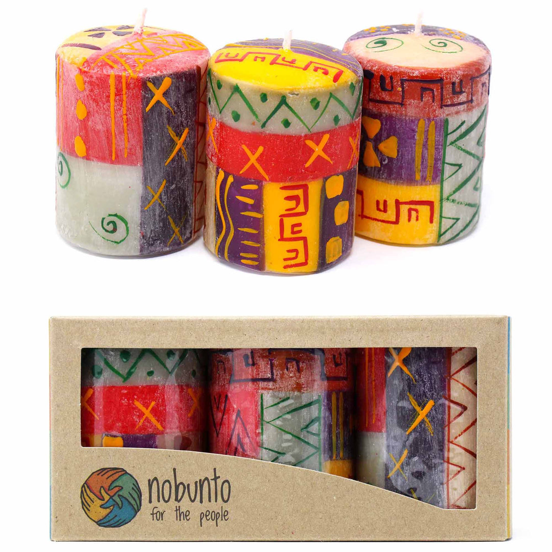 Handpainted Votive Candles - Indabuko Design - Set of 3