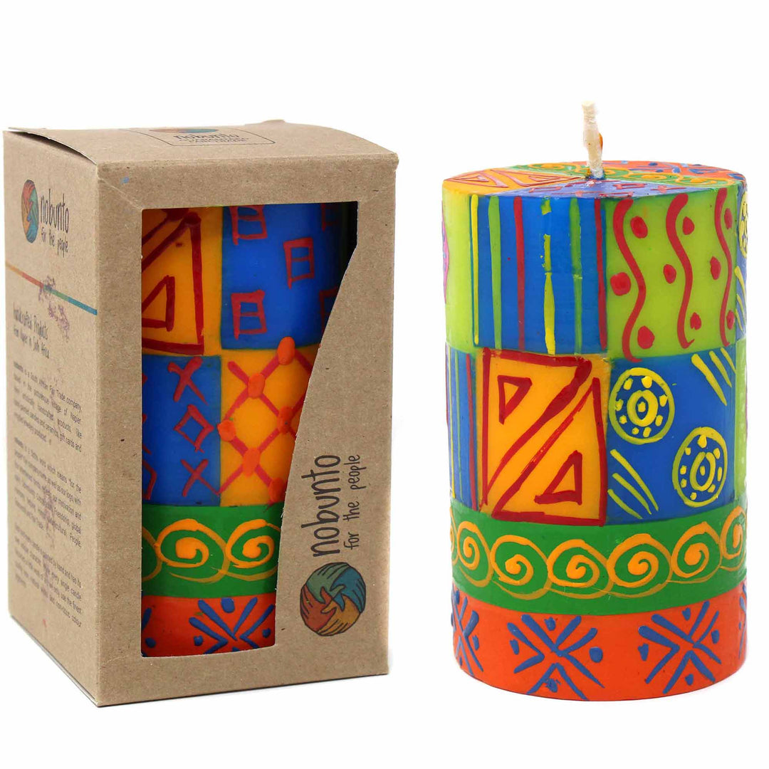 Handpainted Pillar Candles - Shahida Design - 4 inch