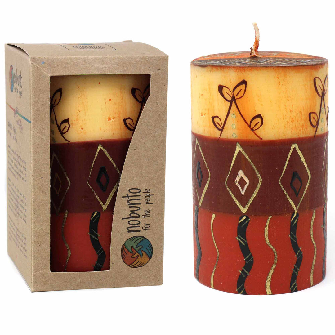 Handpainted Pillar Candles - Bongazi Design - 4 inch