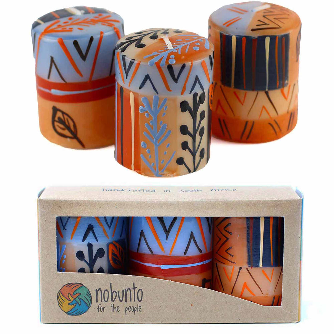 Handpainted Votive Candles - Uzushi Design - Set of 3
