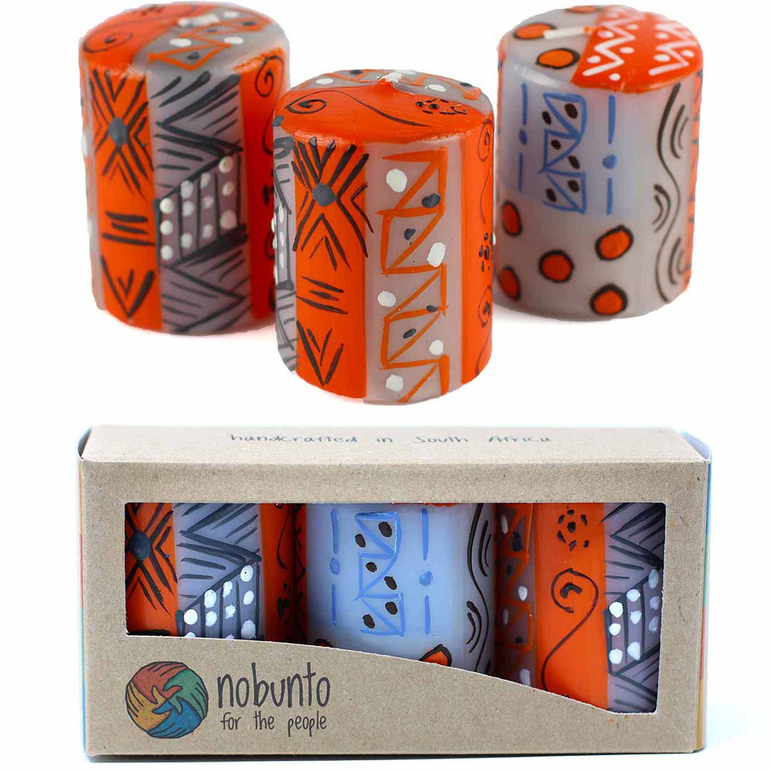 Handpainted Votive Candles - Kukomo Design - Set of 3