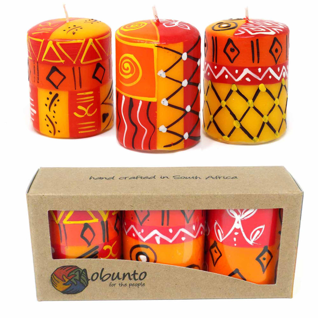 Handpainted Votive Candles - Zahabu Design - Set of 3