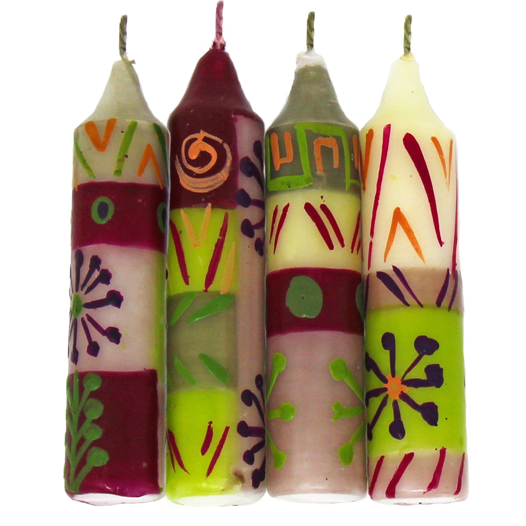 Handpainted Dinner or Shabbat Candles - Kileo Design - Set of 4
