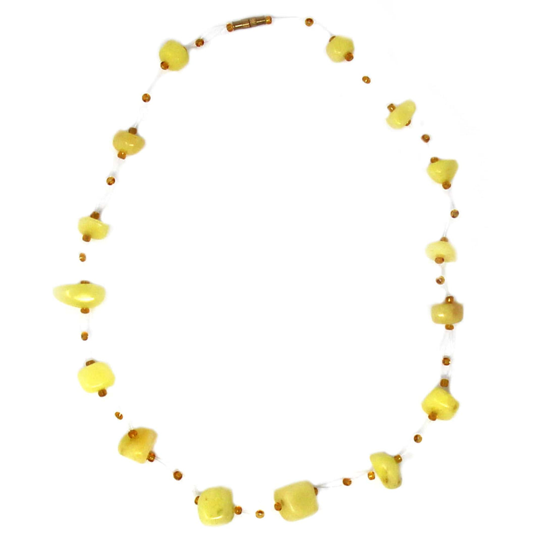 Floating Stone & Maasai Bead Necklace - Yellow