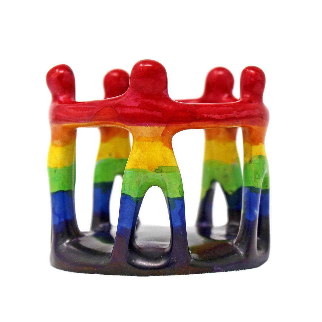 Soapstone Sculpture - Circle of Friends - Rainbow