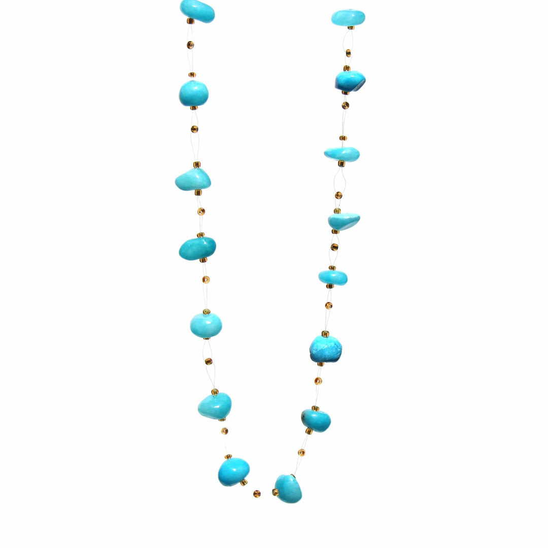 Floating Stone & Maasai Bead Necklace - Turquoise