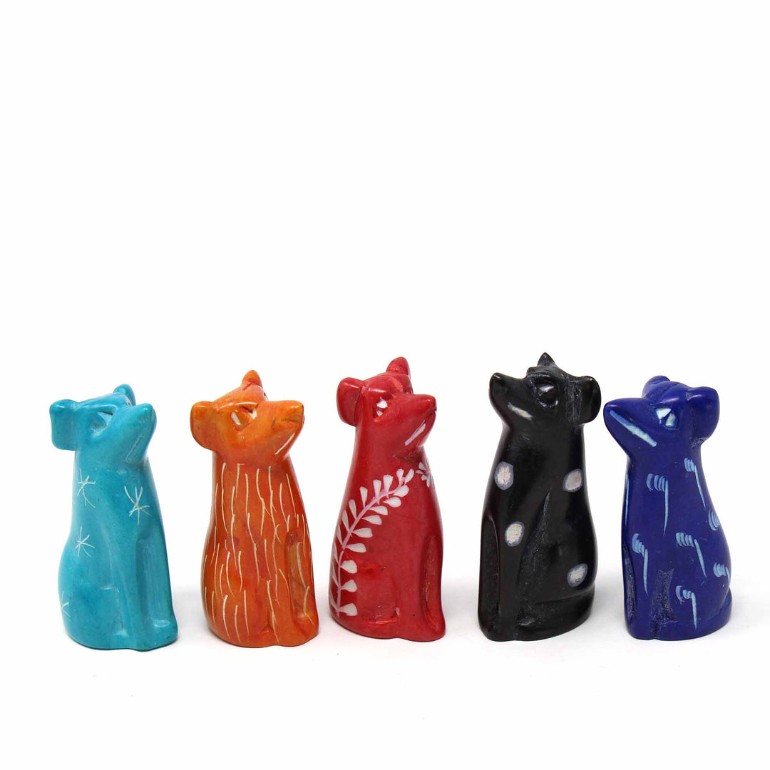 Soapstone Tiny Dog Sculptures - Assorted - Pack of 5