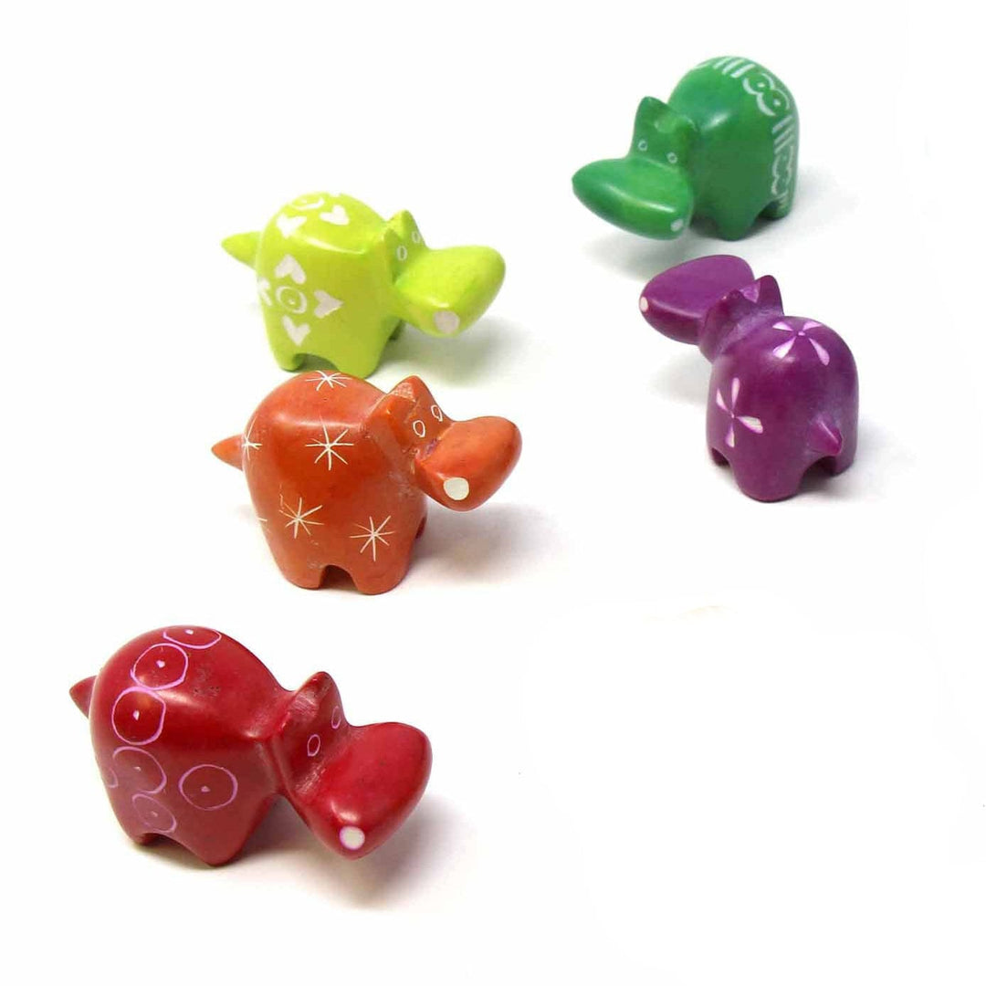 Soapstone Tiny Hippo Sculptures - Assorted - Pack of 5