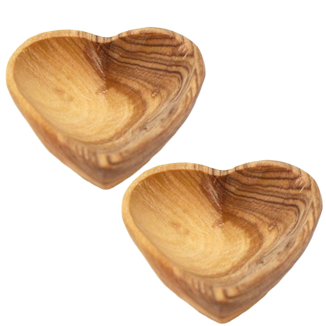 Petite Olive Wood Heart Trinket Bowl - Set of 2