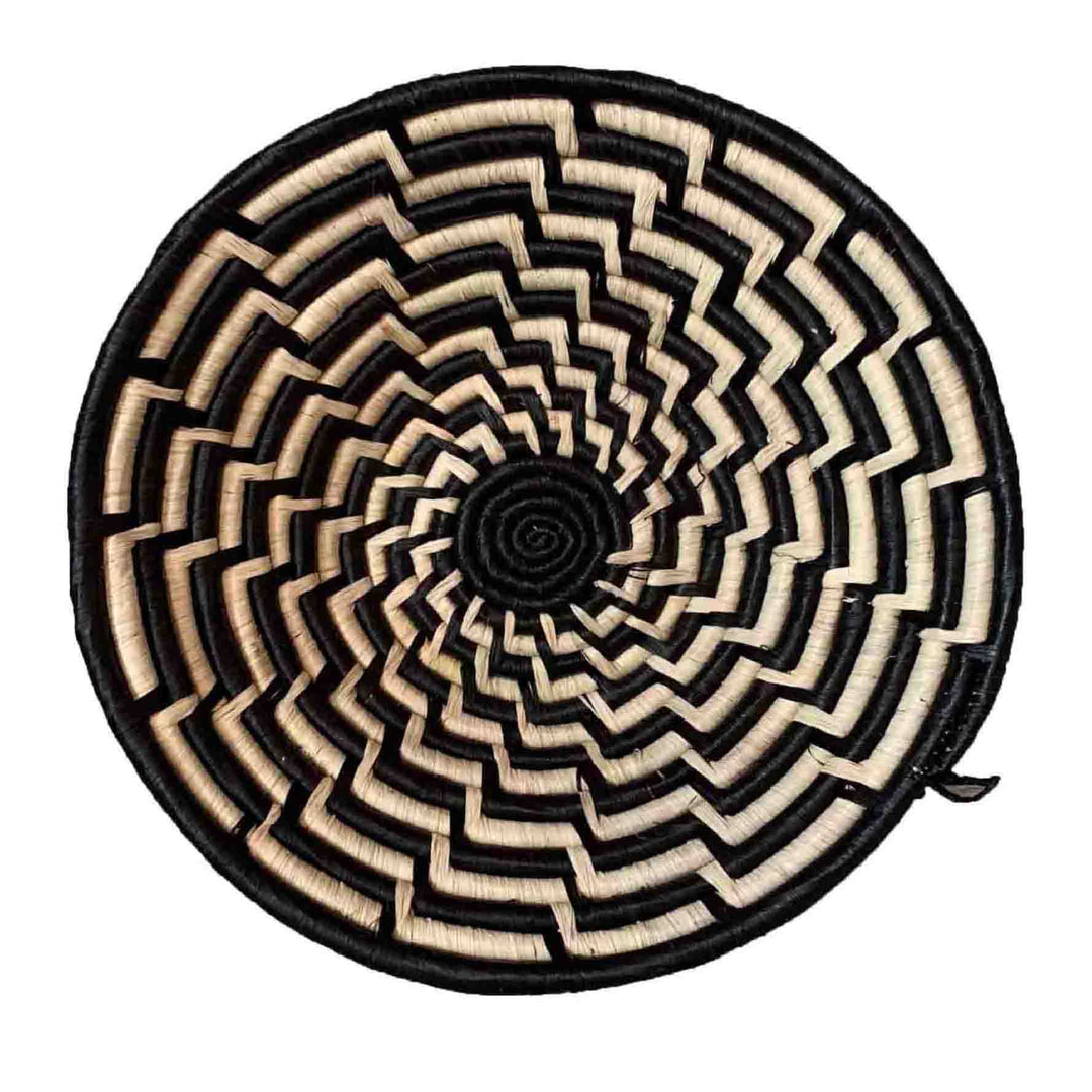 Woven Sisal Basket Feathered Monochrome Pattern