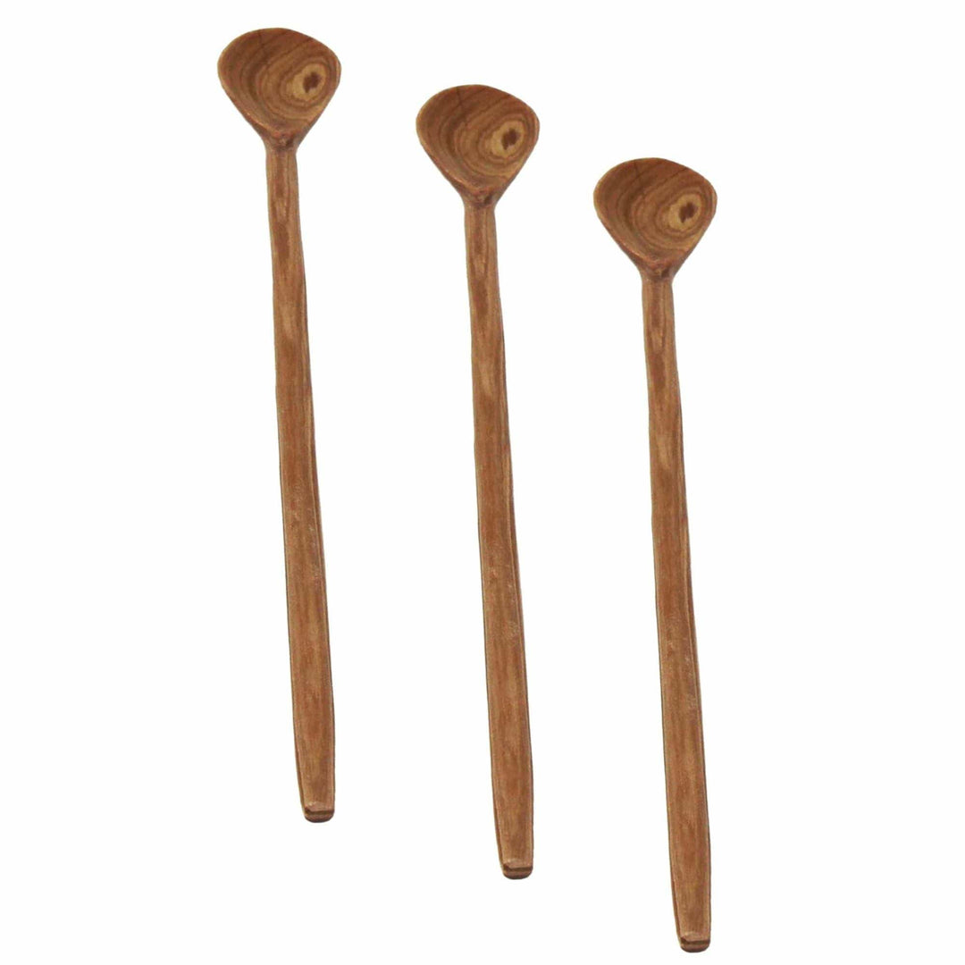 Olive Wood Long Appetizer Spoon - Set of 3