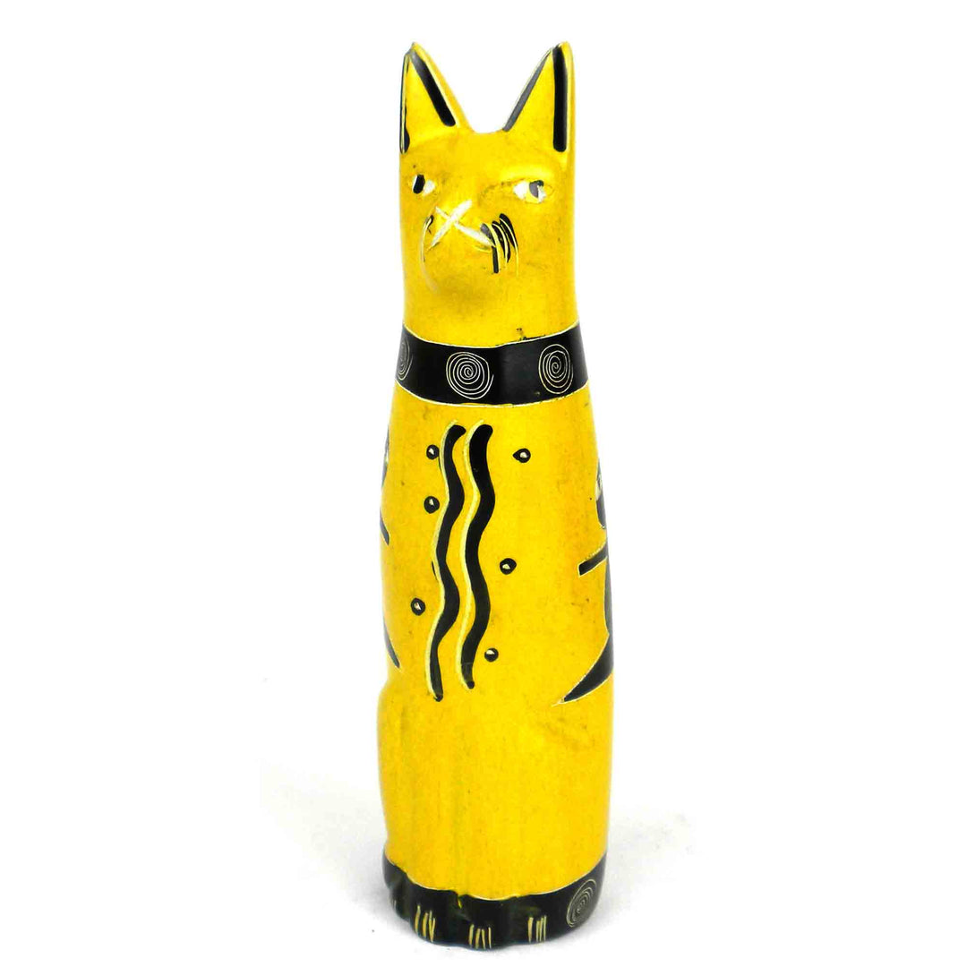 Soapstone Sitting Cat - Yellow