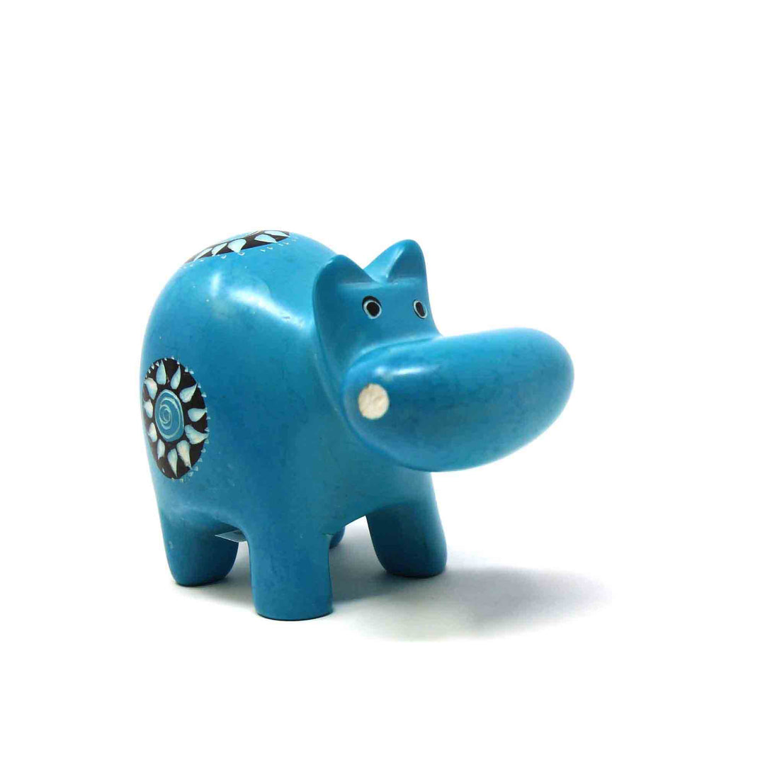Soapstone Hippo - Large - Blue